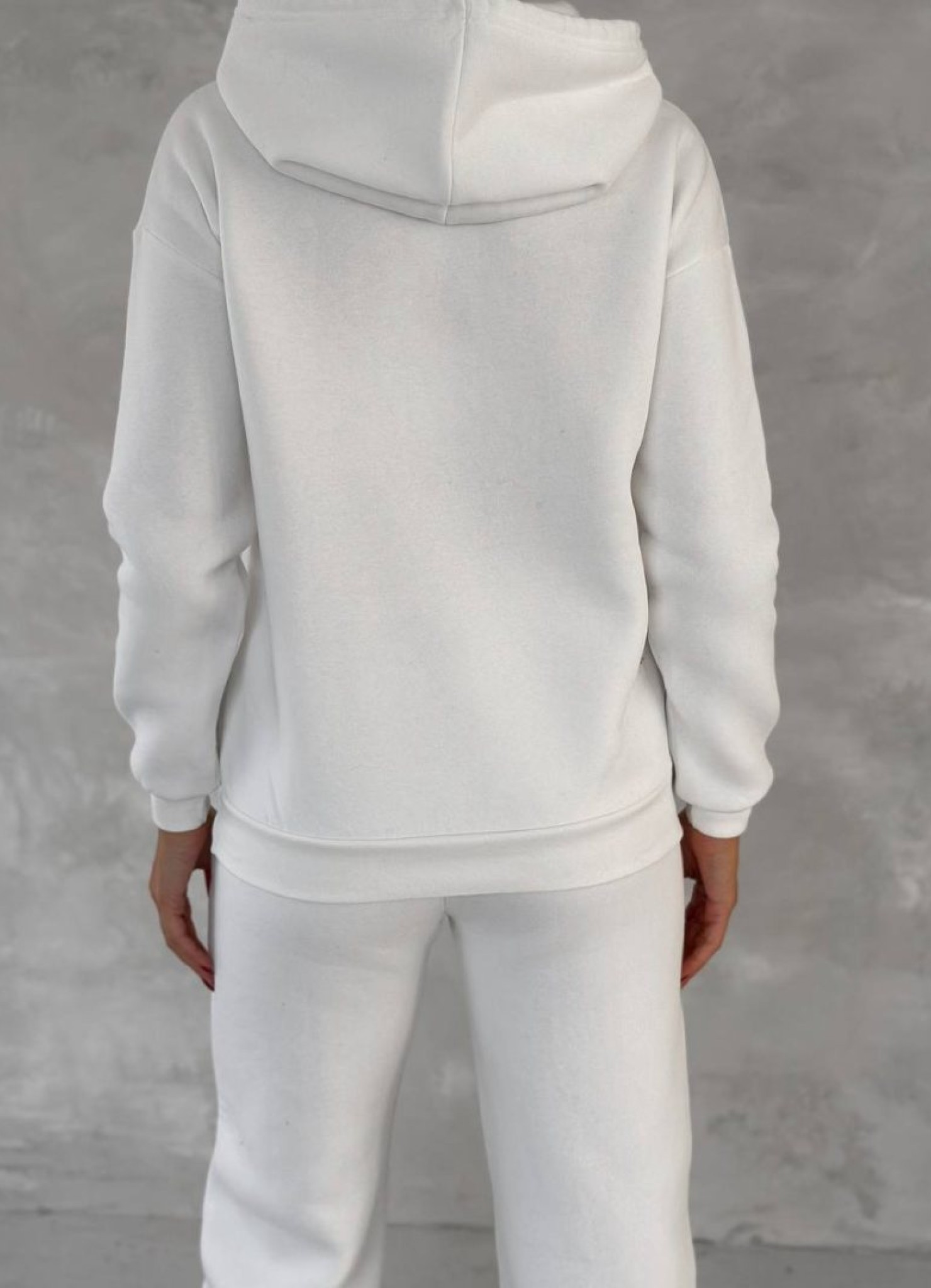 Üç İplik Baskılı Sweat Eşofman Takım Beyaz