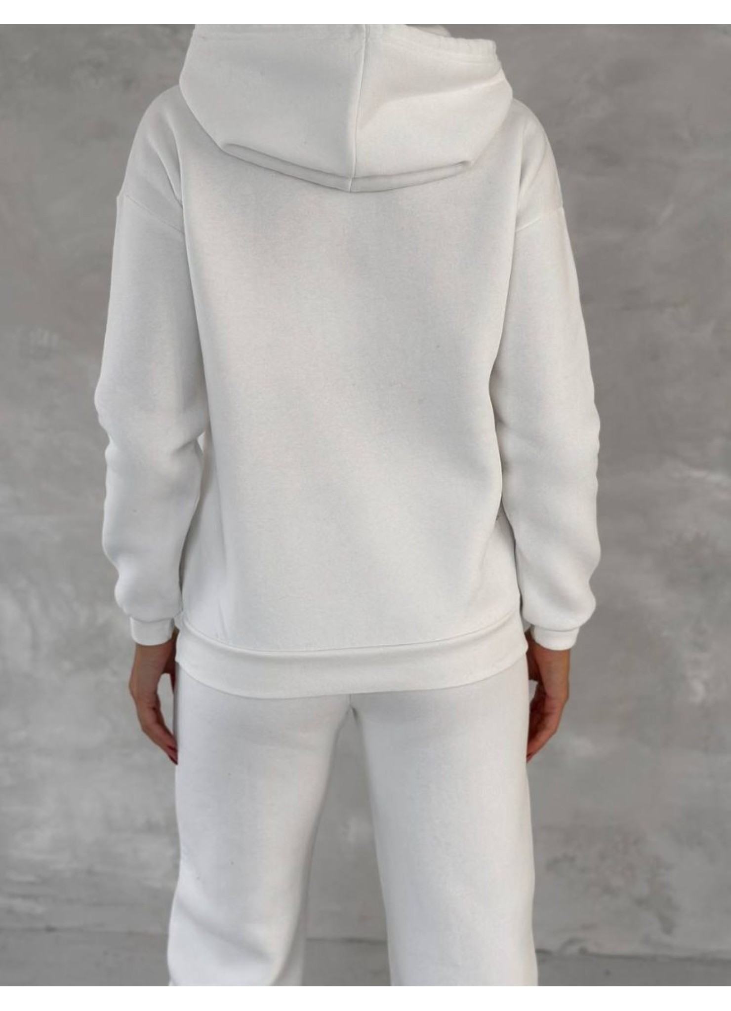 Üç İplik Baskılı Sweat Eşofman Takım Beyaz