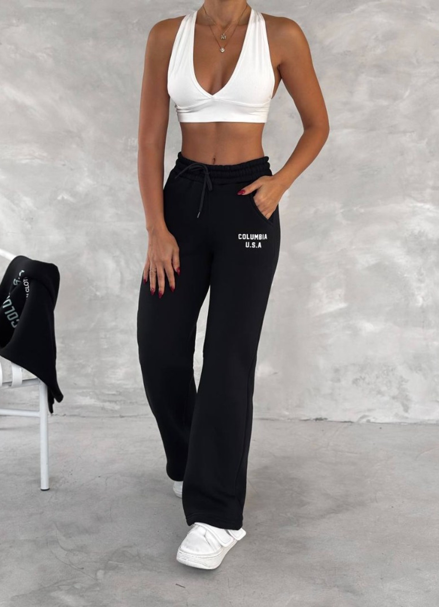 Üç İplik Baskılı Sweat Eşofman Takım Siyah