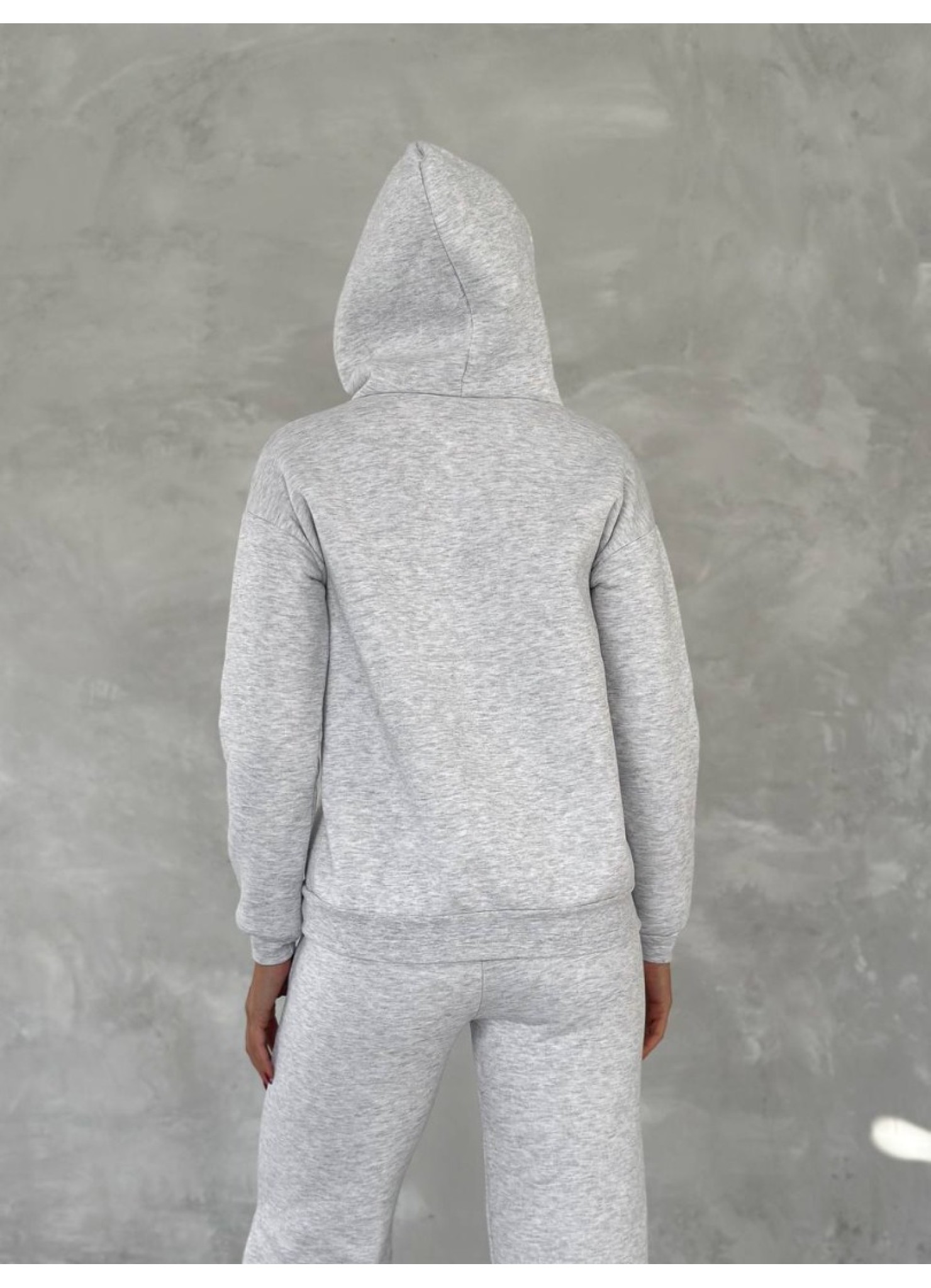 Üç İplik Baskılı Sweat Eşofman Takım Gri