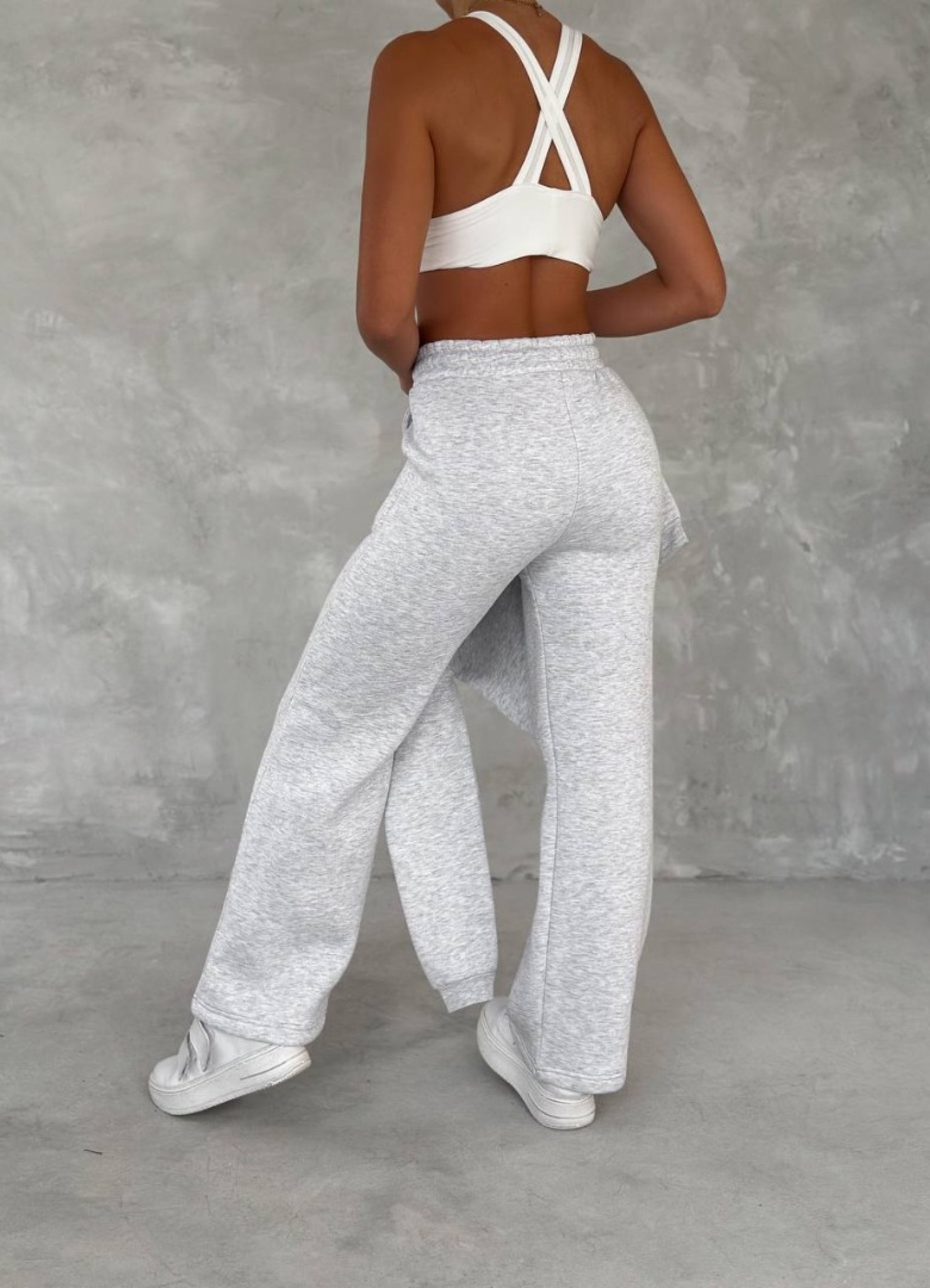 Üç İplik Baskılı Sweat Eşofman Takım Gri