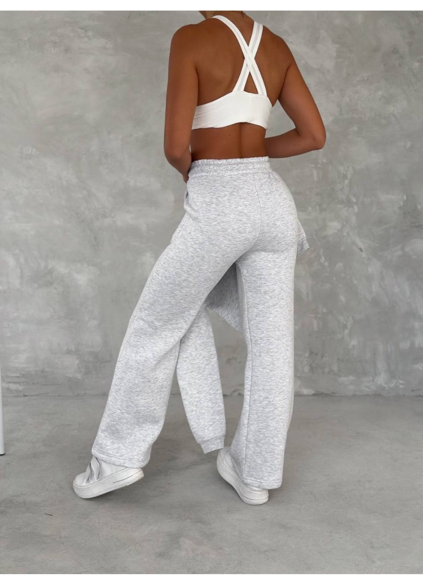 Üç İplik Baskılı Sweat Eşofman Takım Gri