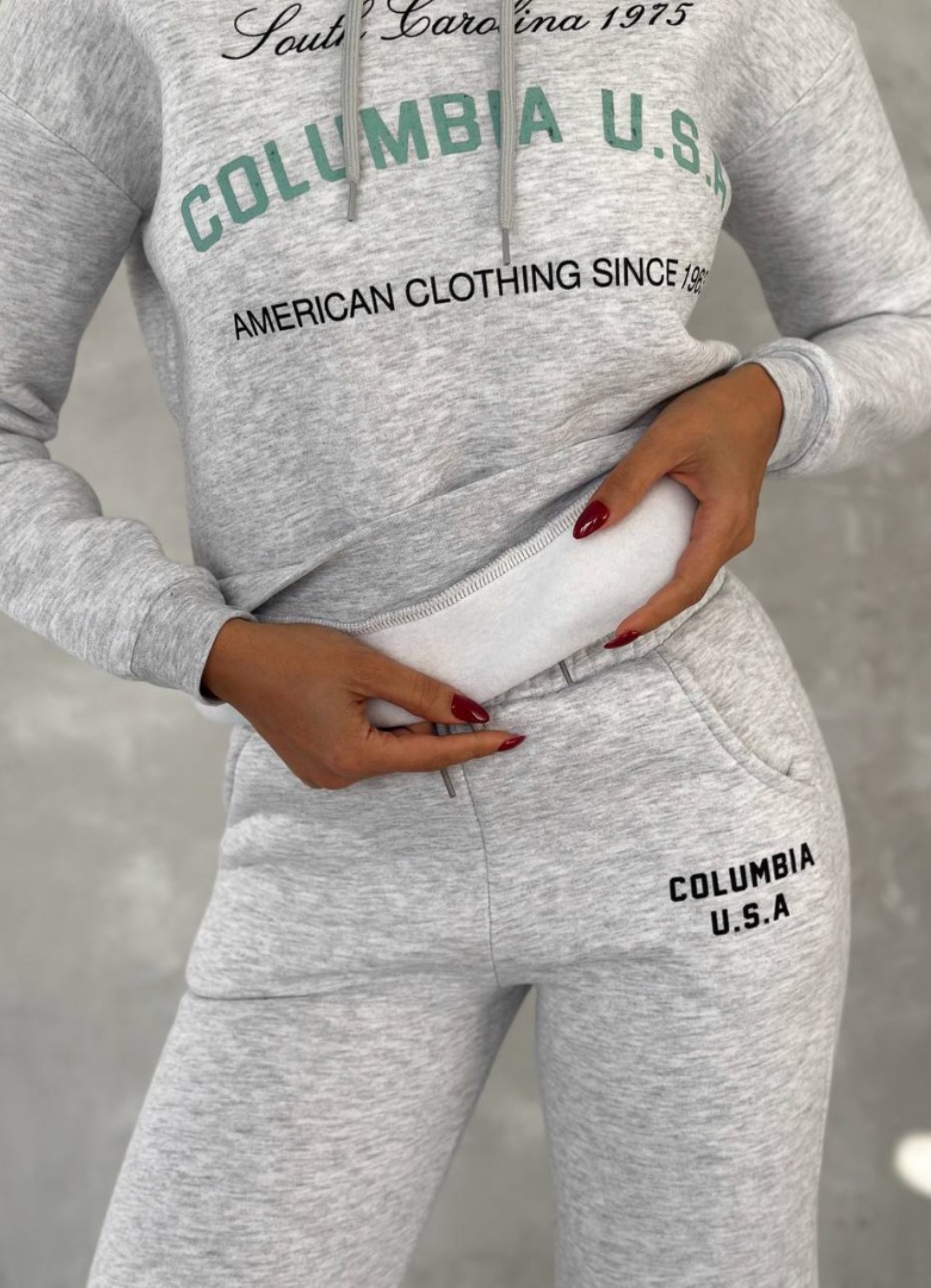 Üç İplik Baskılı Sweat Eşofman Takım Gri