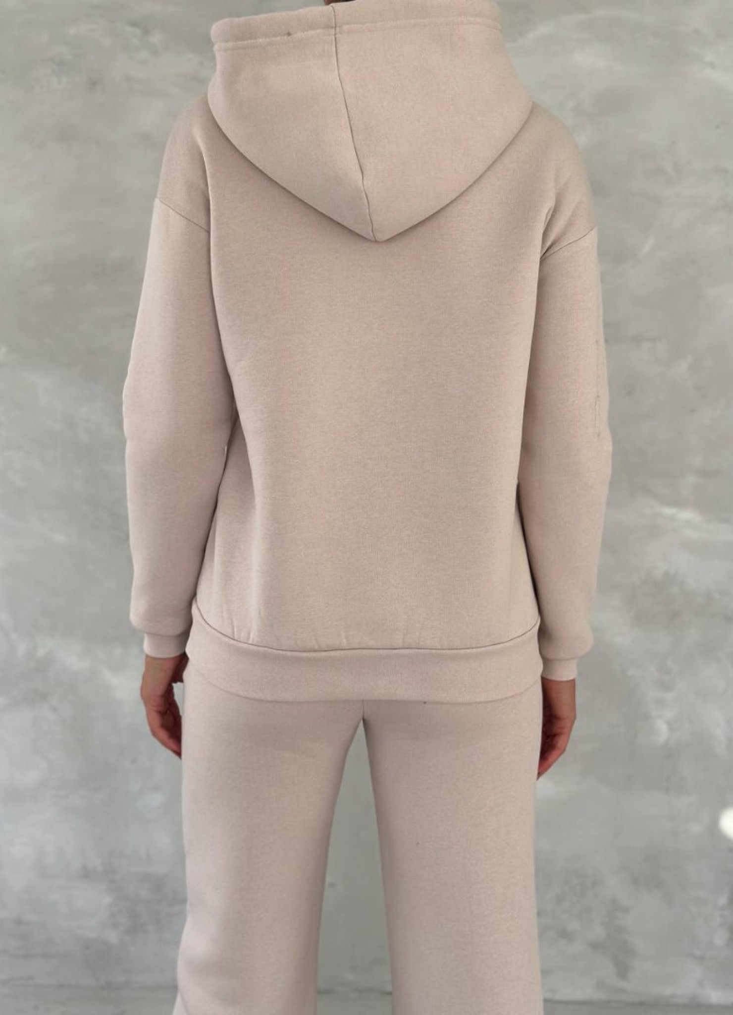 Üç İplik Baskılı Sweat Eşofman Takım Krem