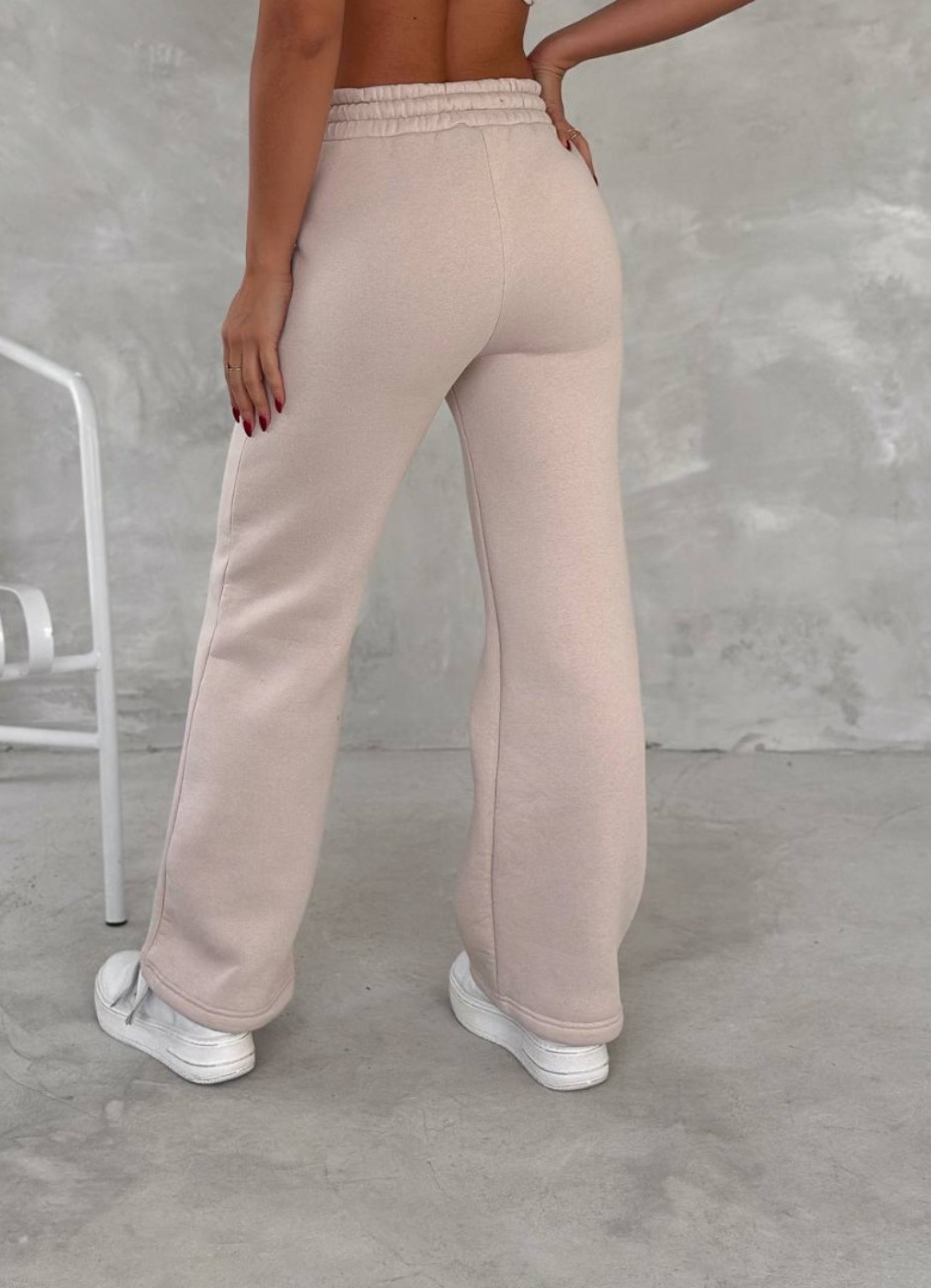 Üç İplik Baskılı Sweat Eşofman Takım Krem