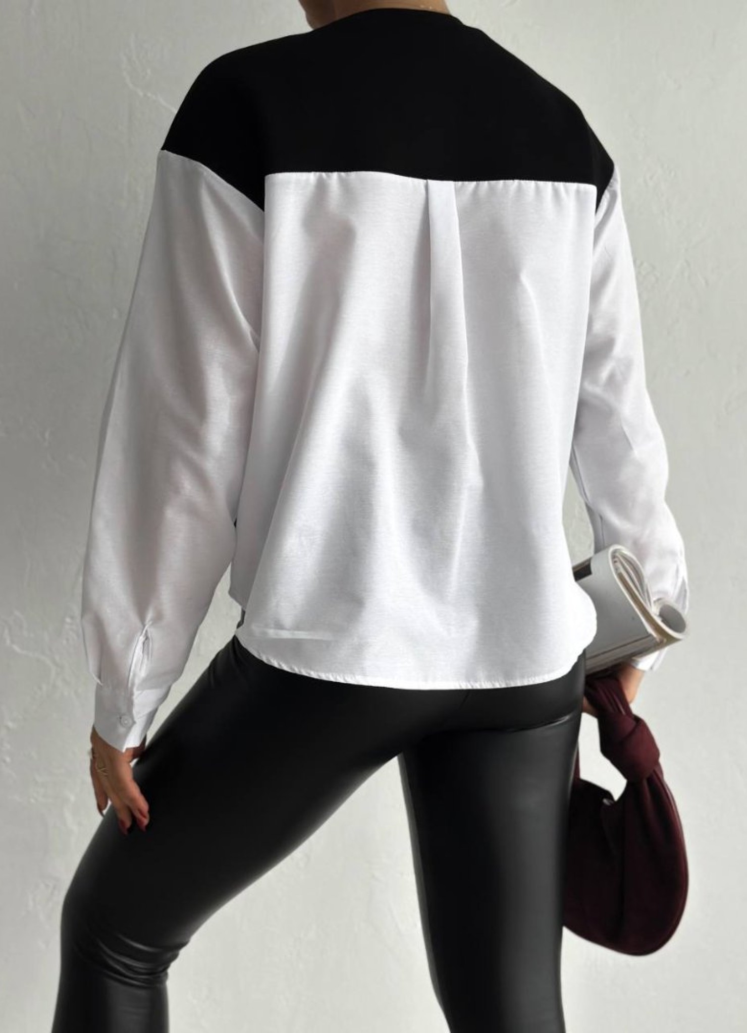 Üç İplik Poplin Garnili Sweat Siyah