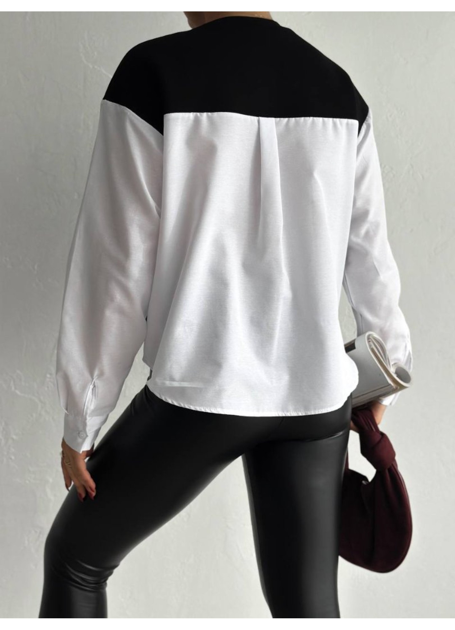 Üç İplik Poplin Garnili Sweat Siyah