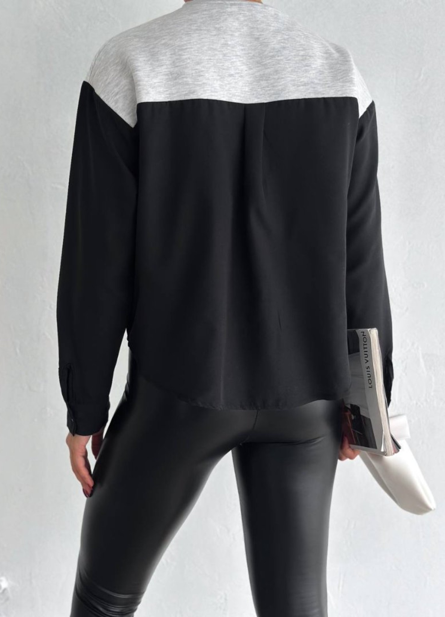 Üç İplik Poplin Garnili Sweat Gri