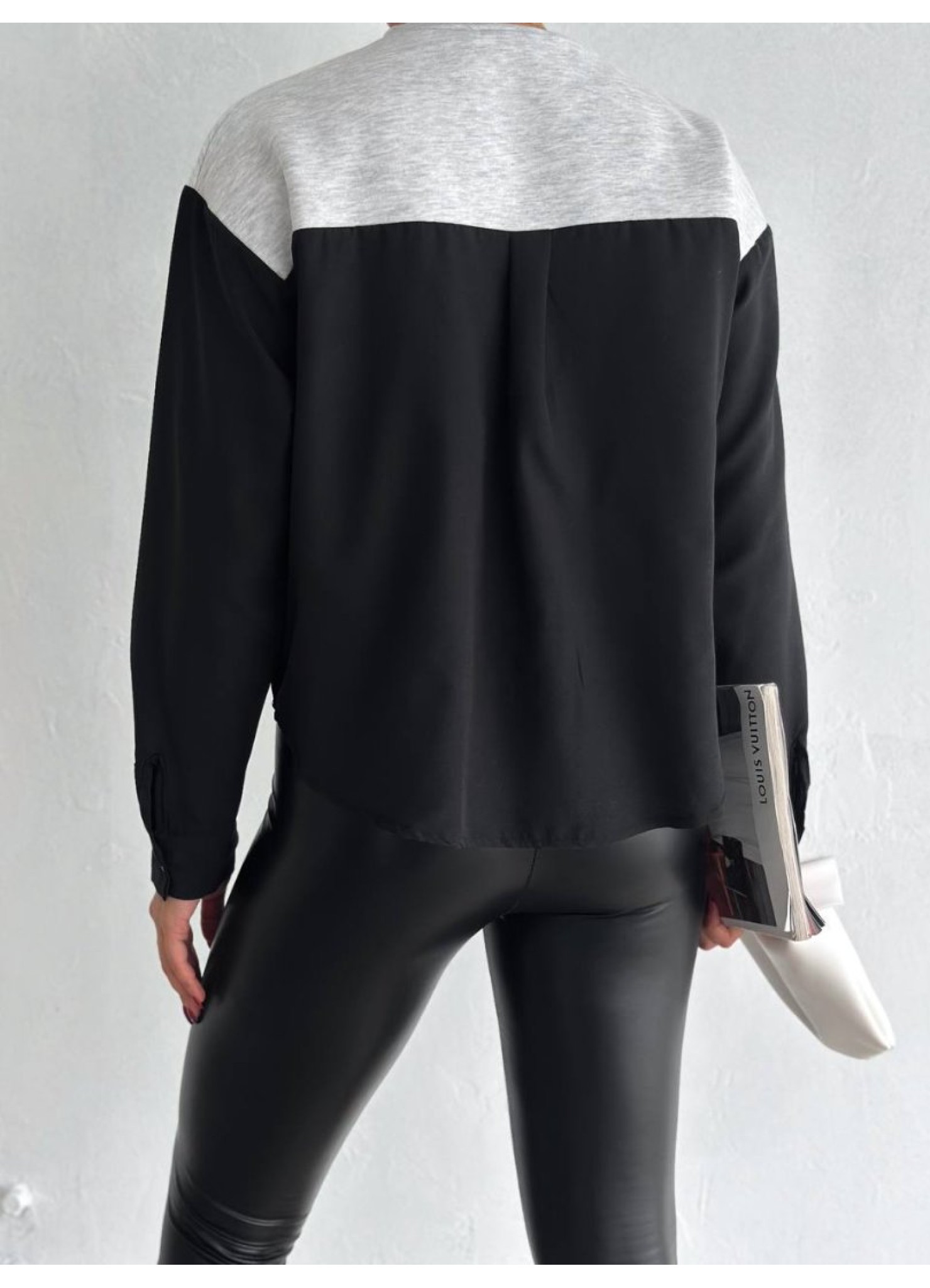 Üç İplik Poplin Garnili Sweat Gri