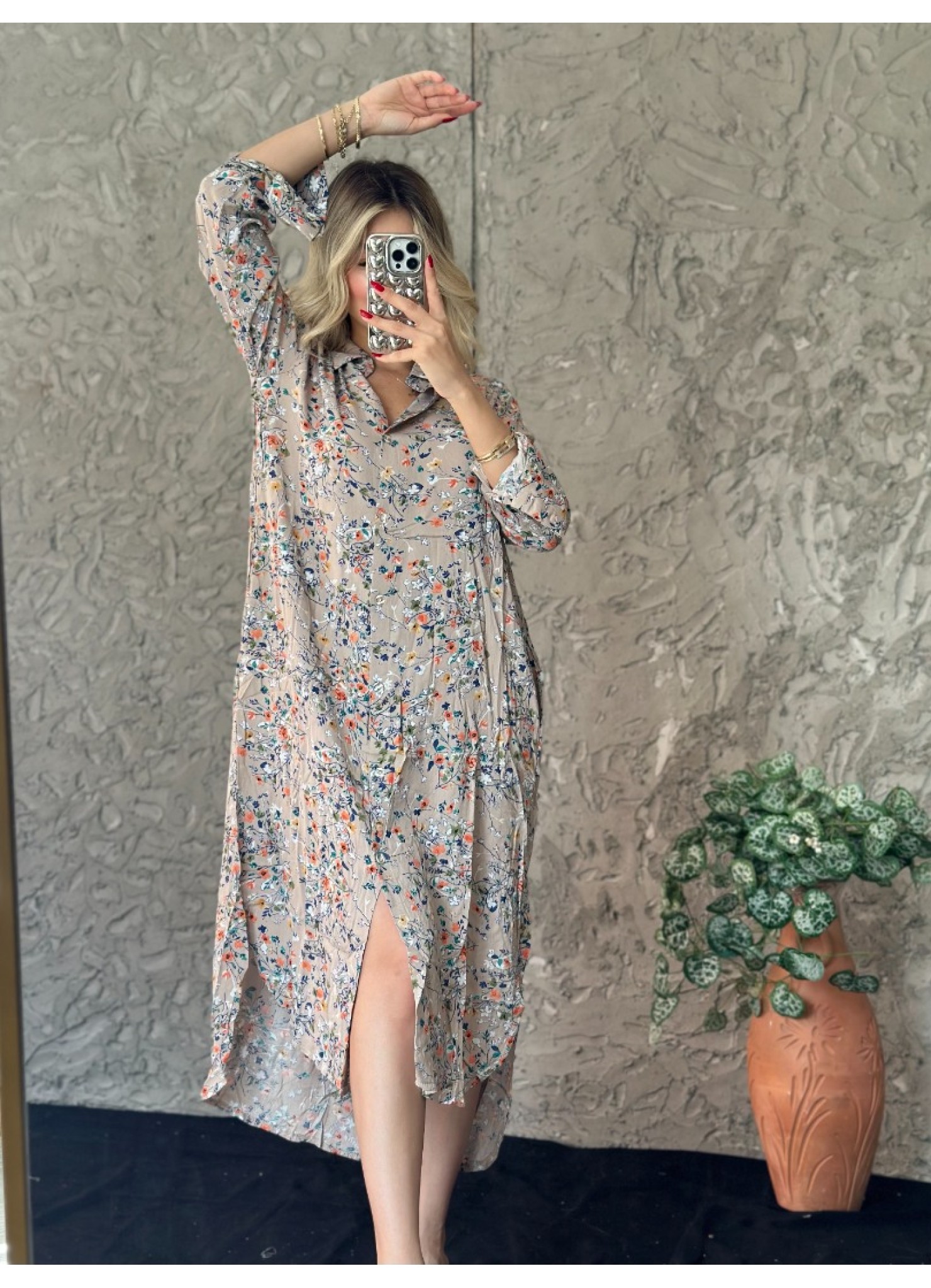 Viskon Kumaş Salaş Elbise Vizon