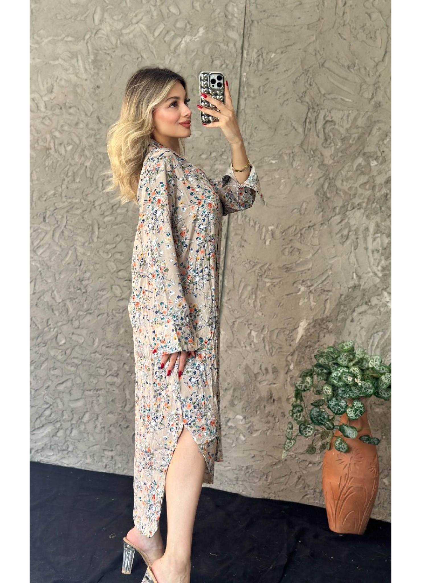 Viskon Kumaş Salaş Elbise Vizon