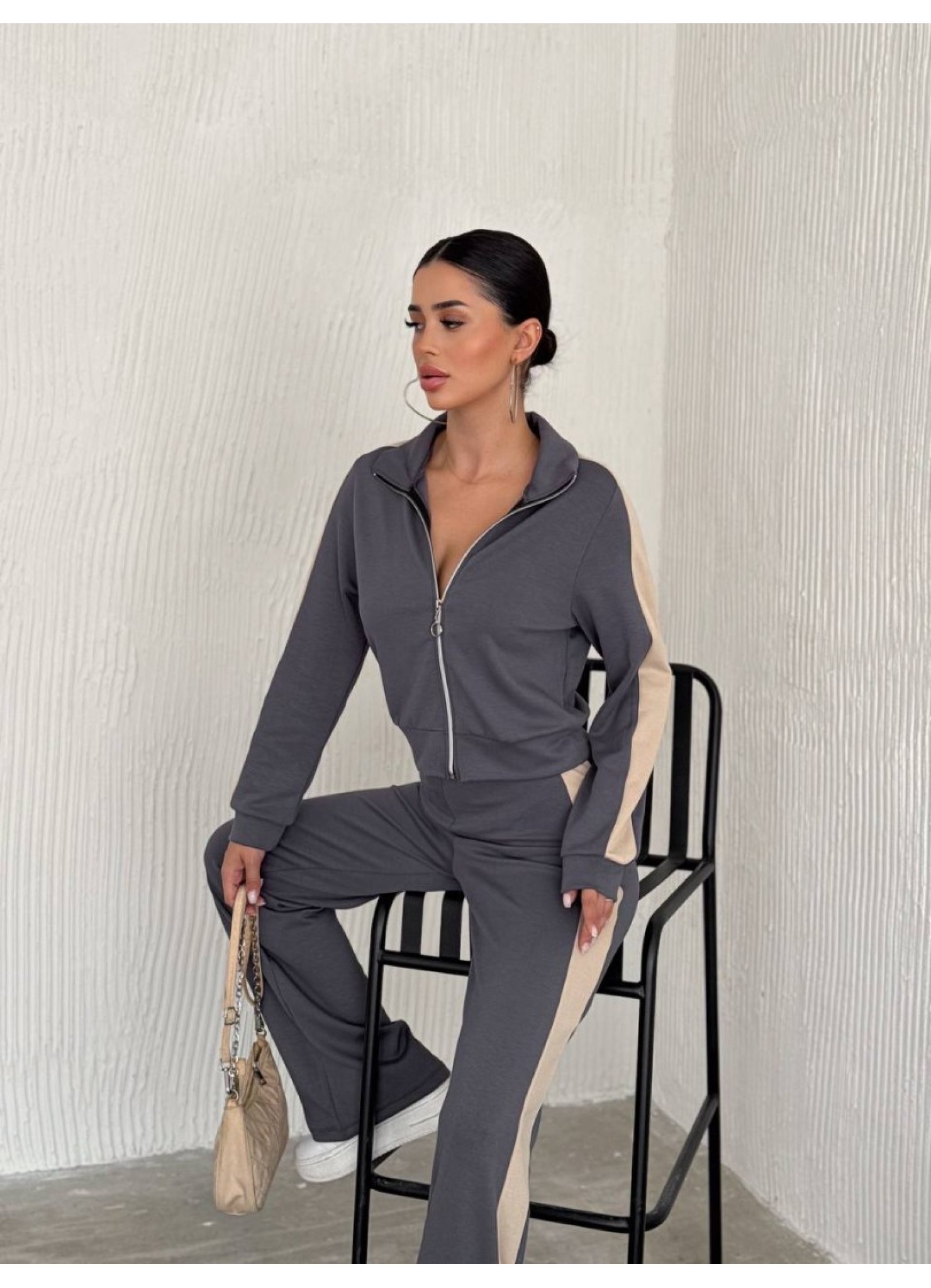 Oysho Garnili 3 İplik Eşofman Takımı Gri