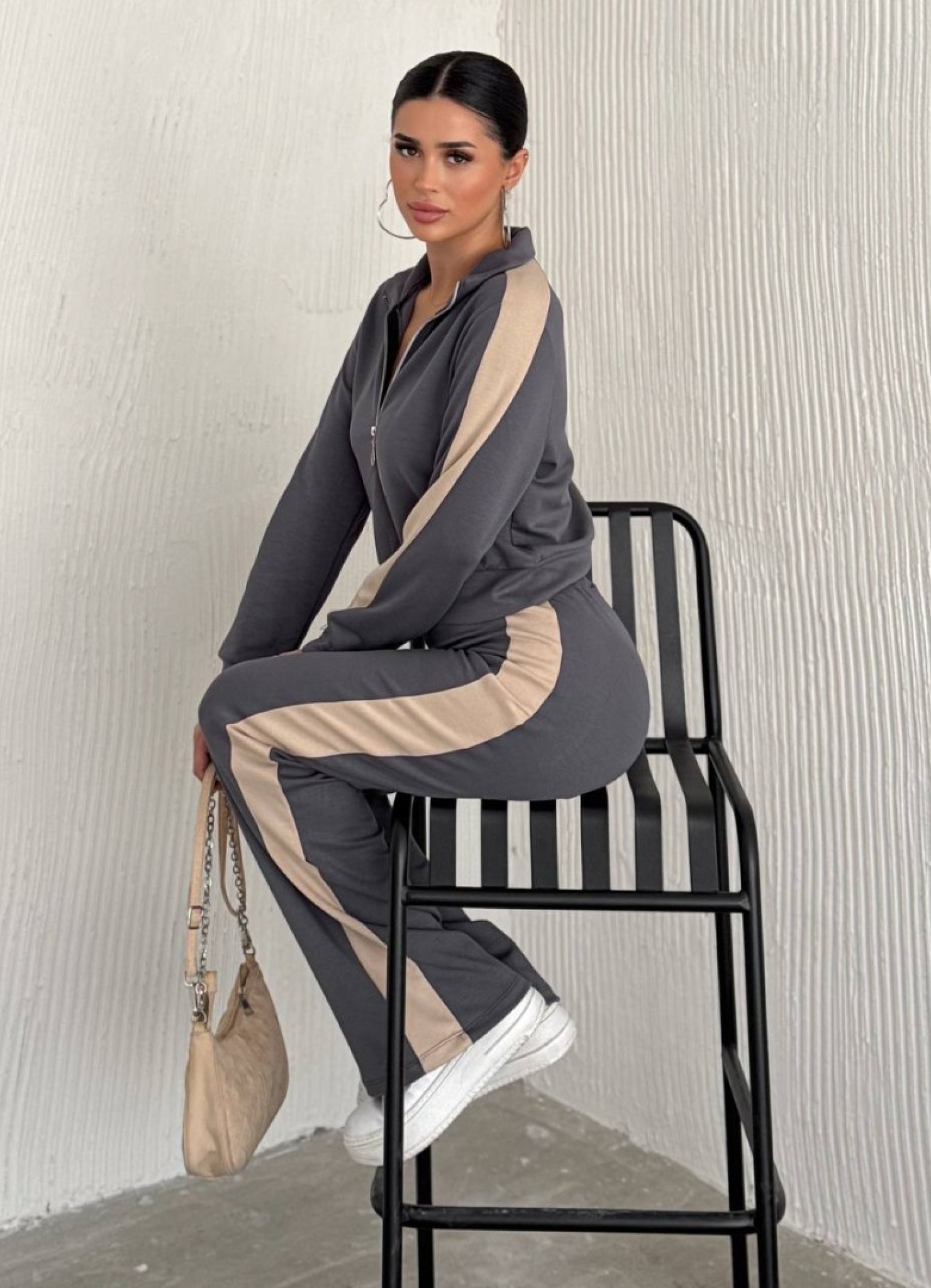 Oysho Garnili 3 İplik Eşofman Takımı Gri