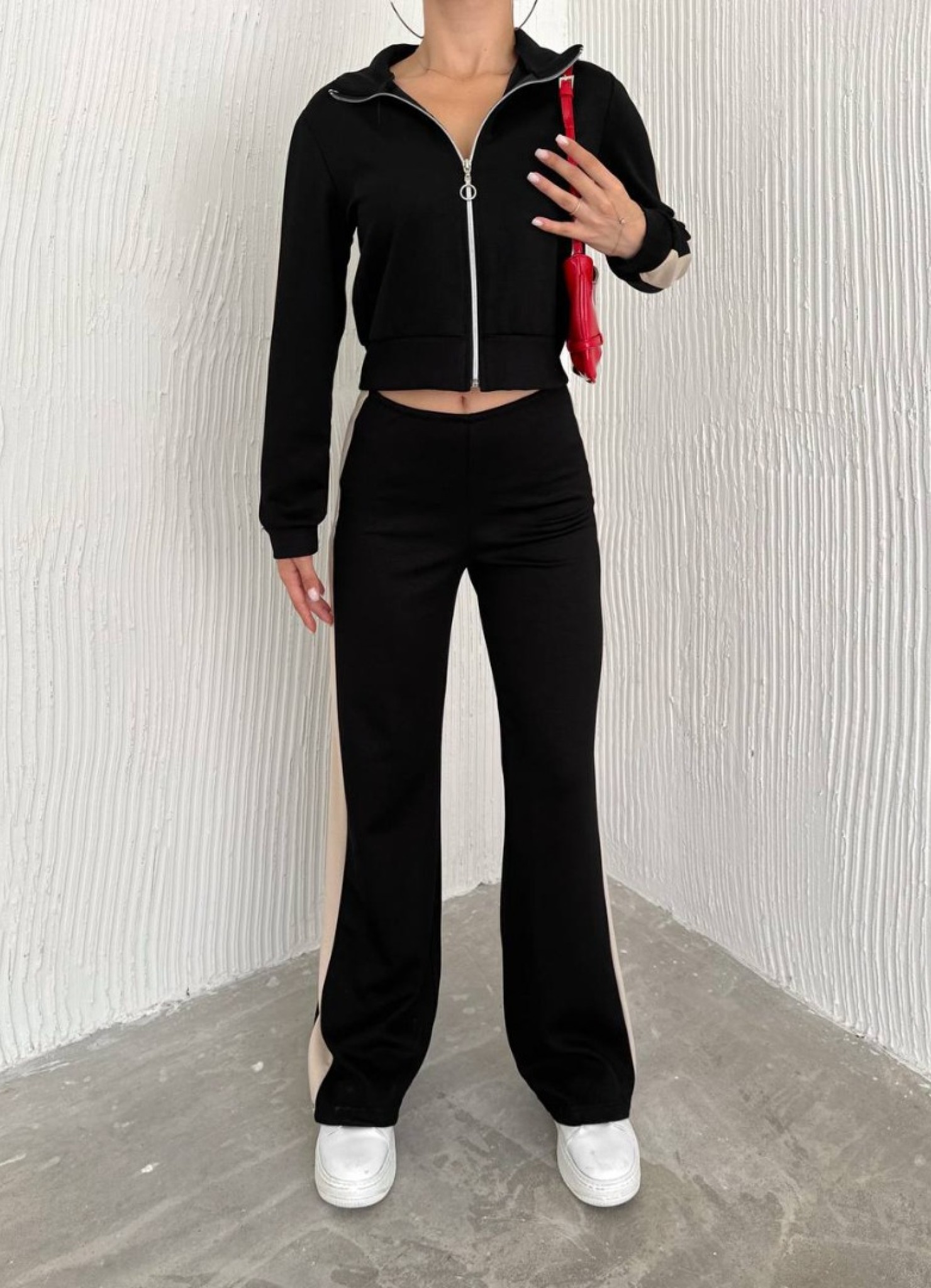 Oysho Garnili 3 İplik Eşofman Takımı Siyah