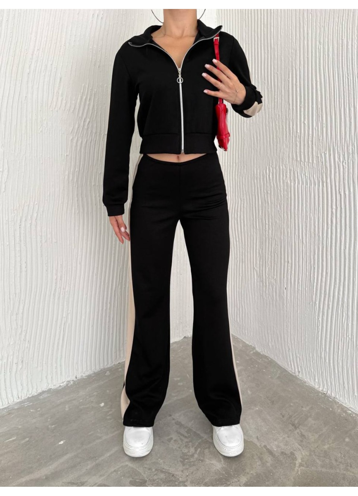 Oysho Garnili 3 İplik Eşofman Takımı Siyah