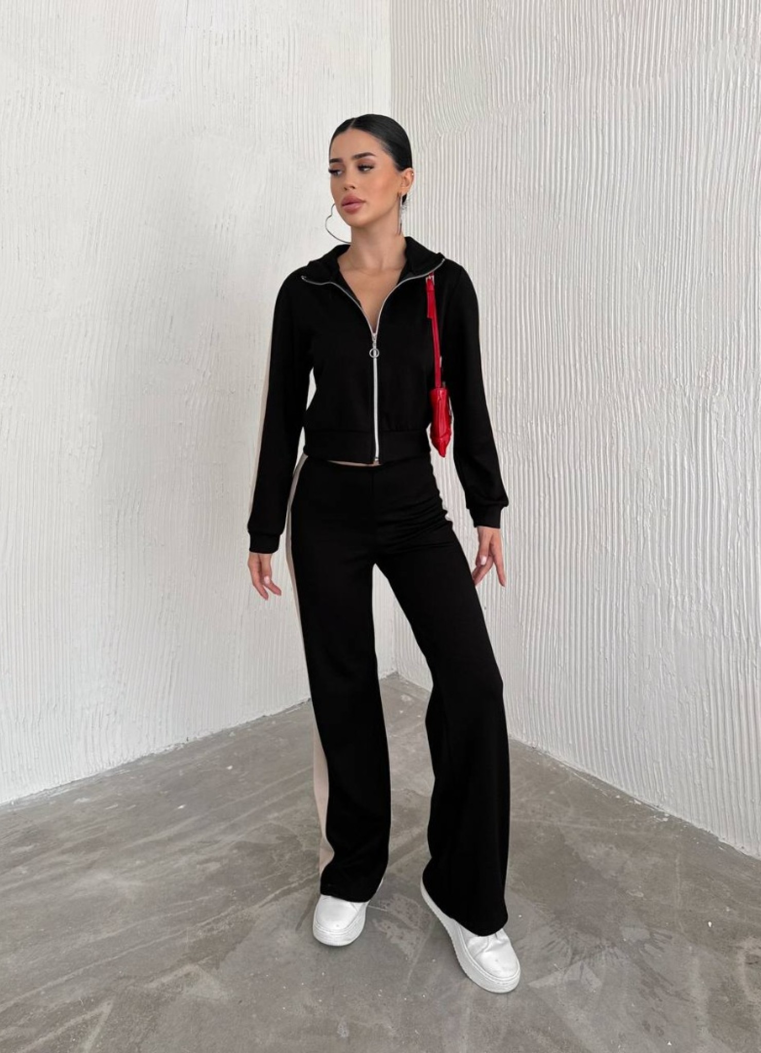 Oysho Garnili 3 İplik Eşofman Takımı Siyah