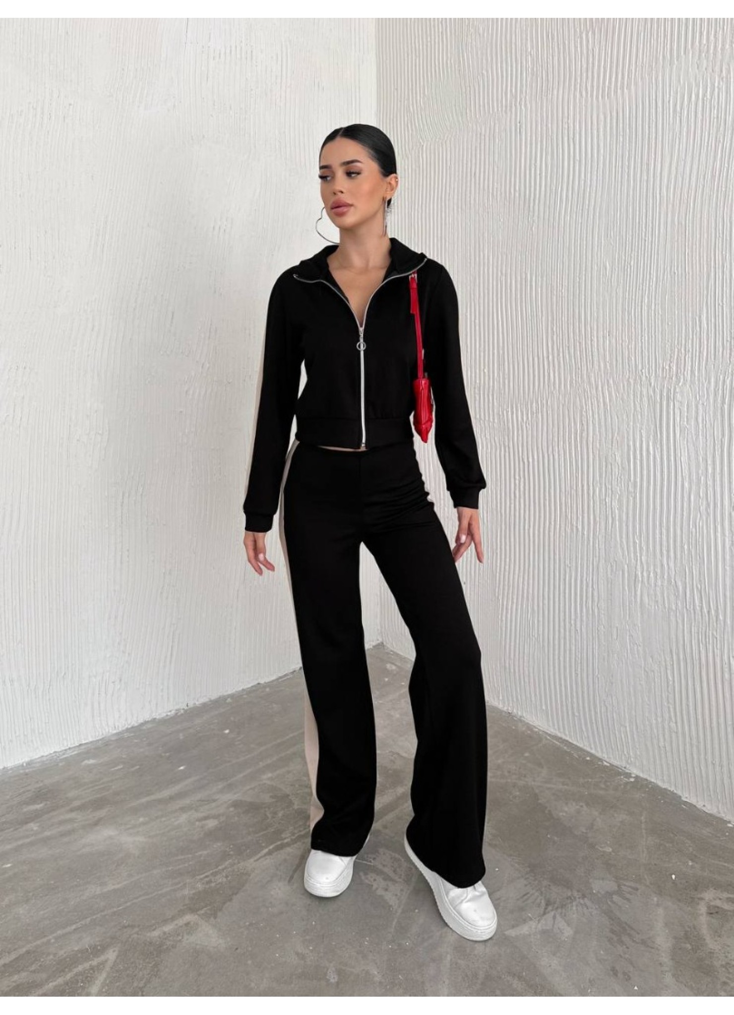 Oysho Garnili 3 İplik Eşofman Takımı Siyah