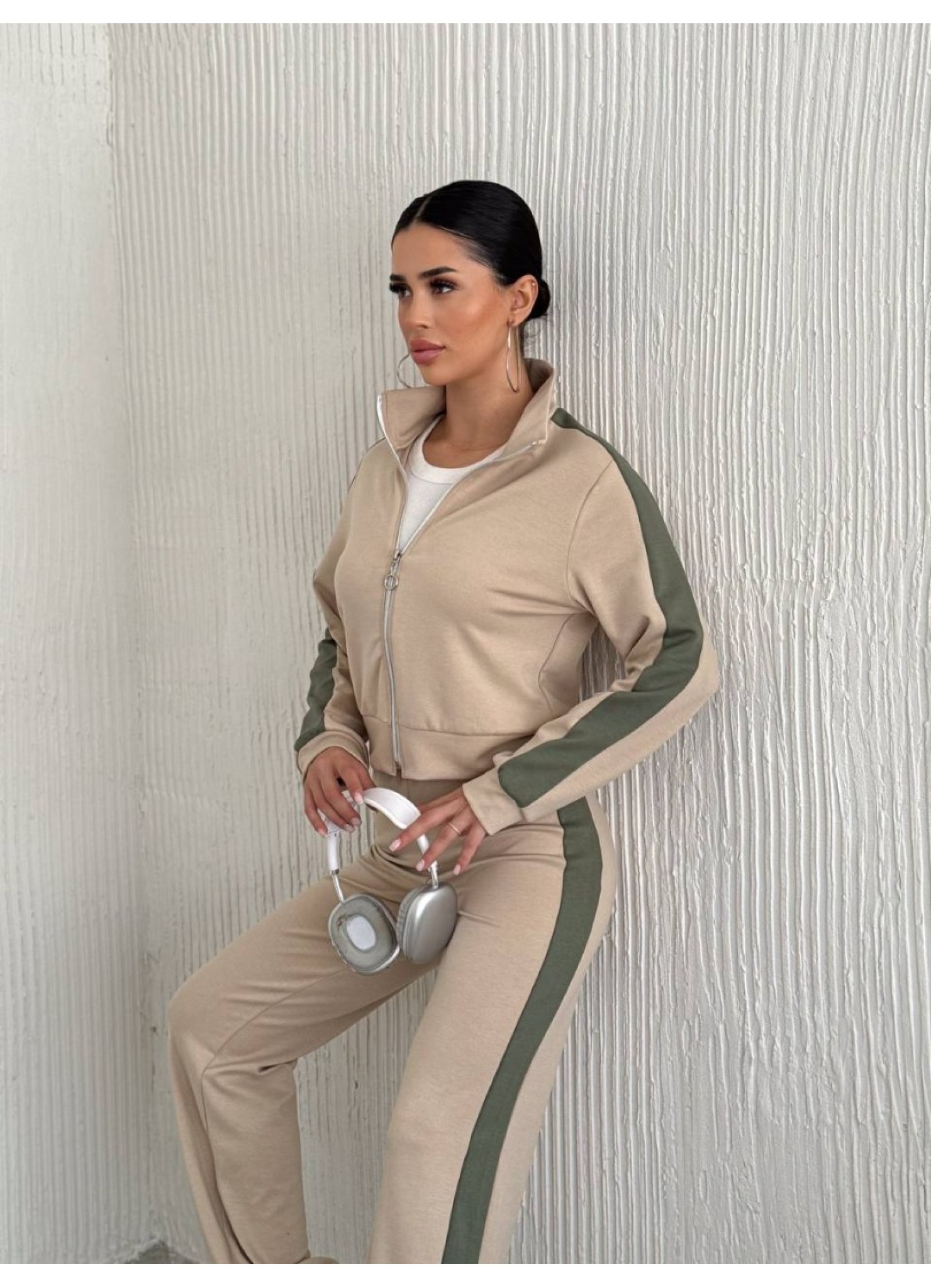 Oysho Garnili 3 İplik Eşofman Takımı Krem