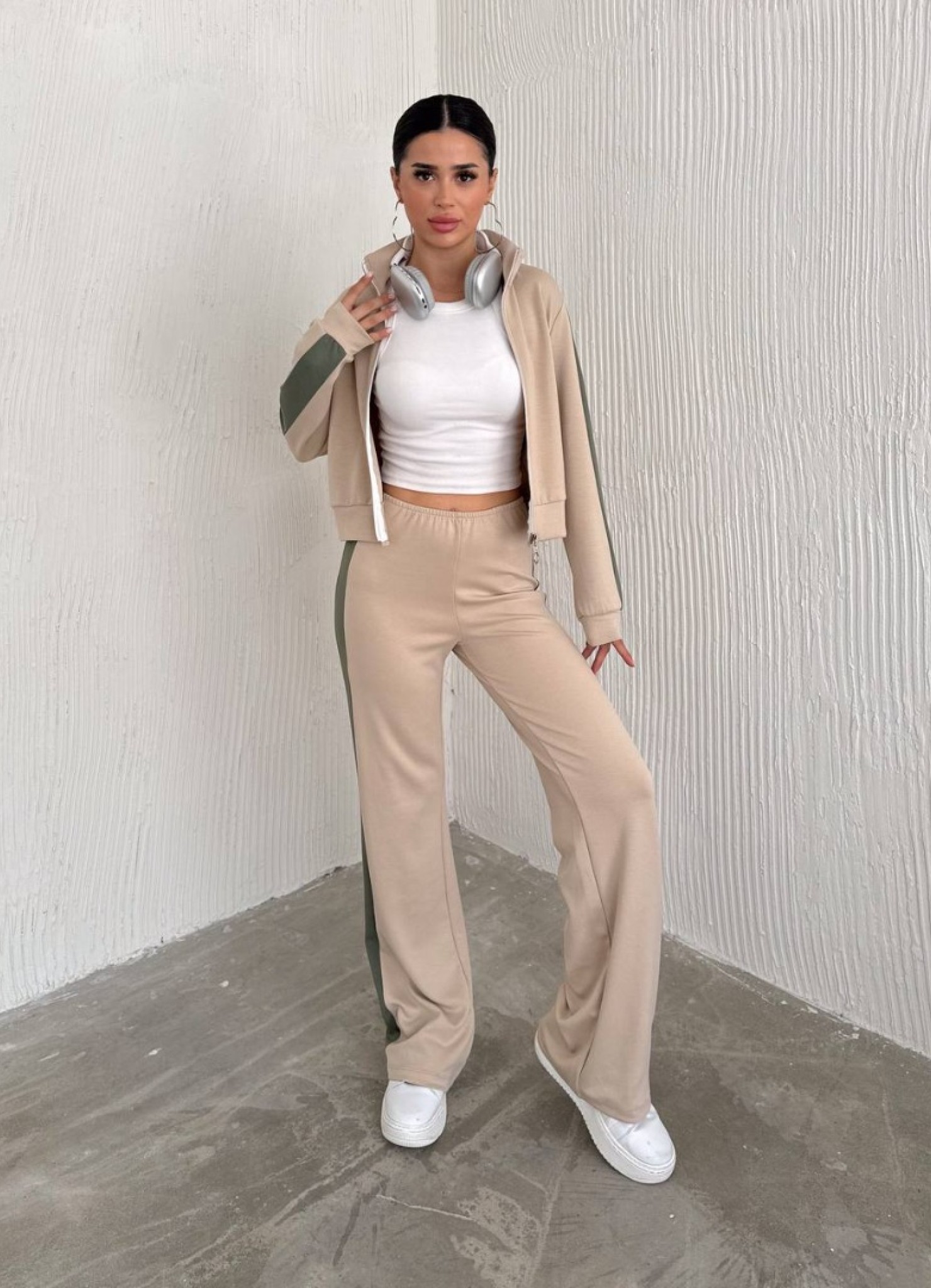 Oysho Garnili 3 İplik Eşofman Takımı Krem