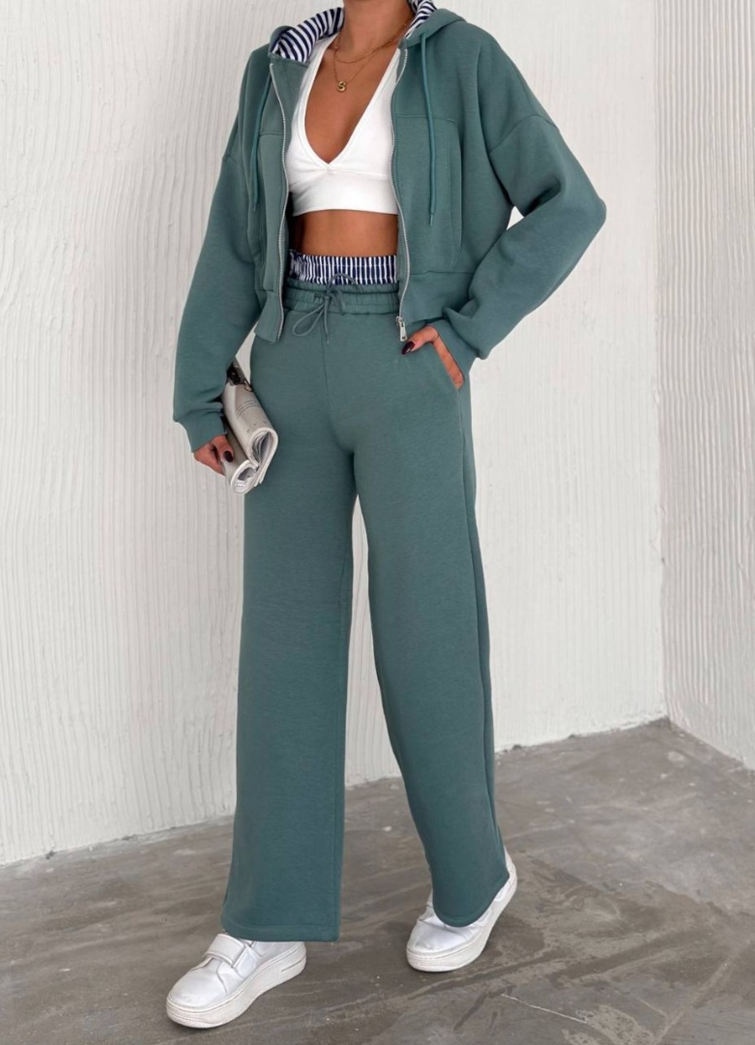 Üç İplik Eşofman Takımı Su Yeşili