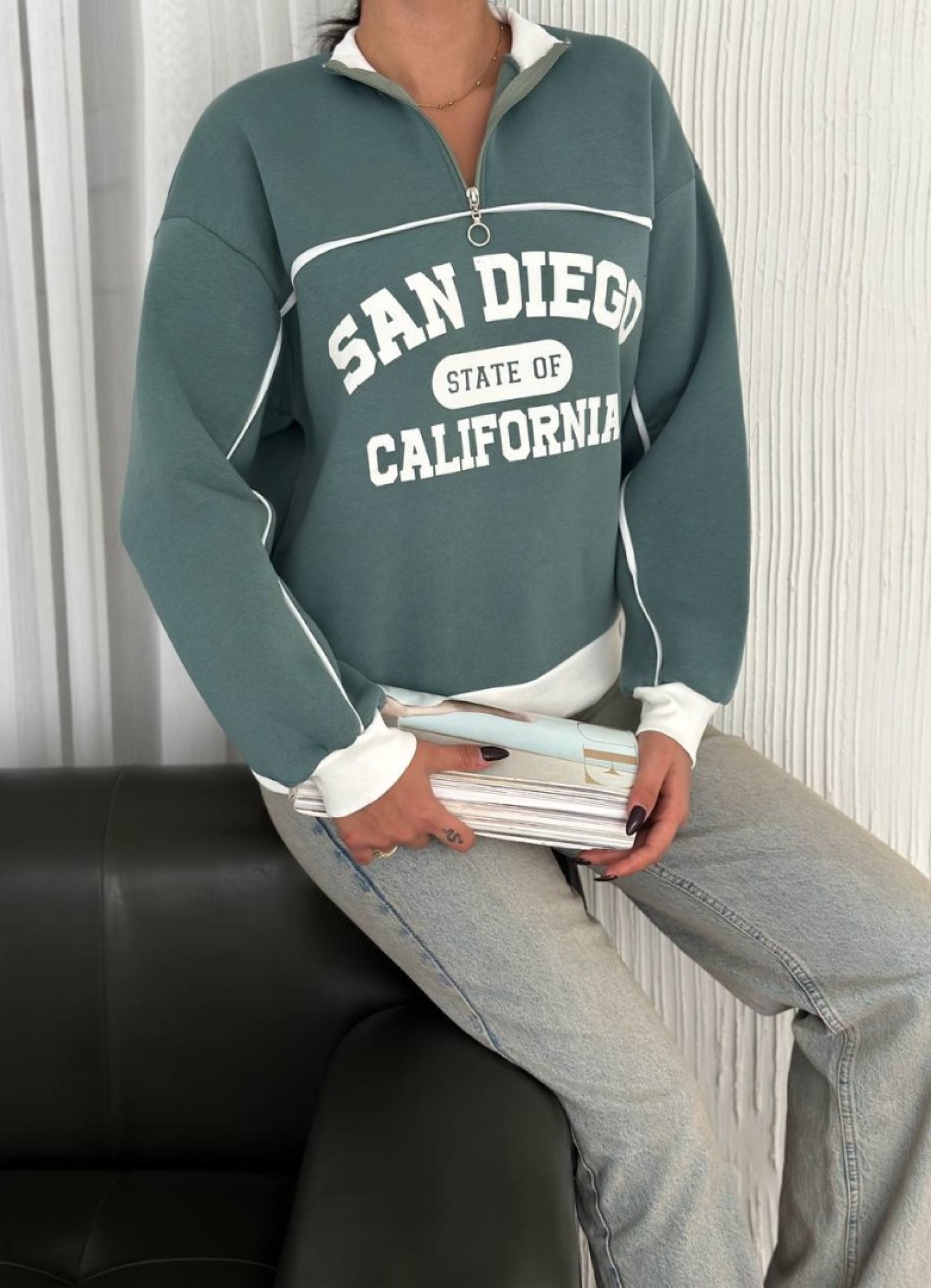 Üç iplik Önü Baskılı Ribanalı Sweat