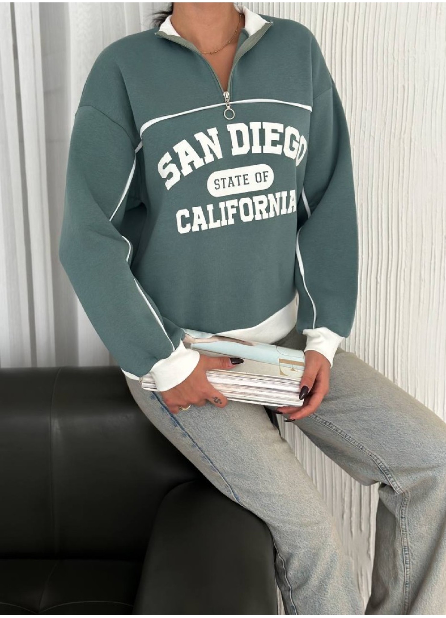 Üç iplik Önü Baskılı Ribanalı Sweat