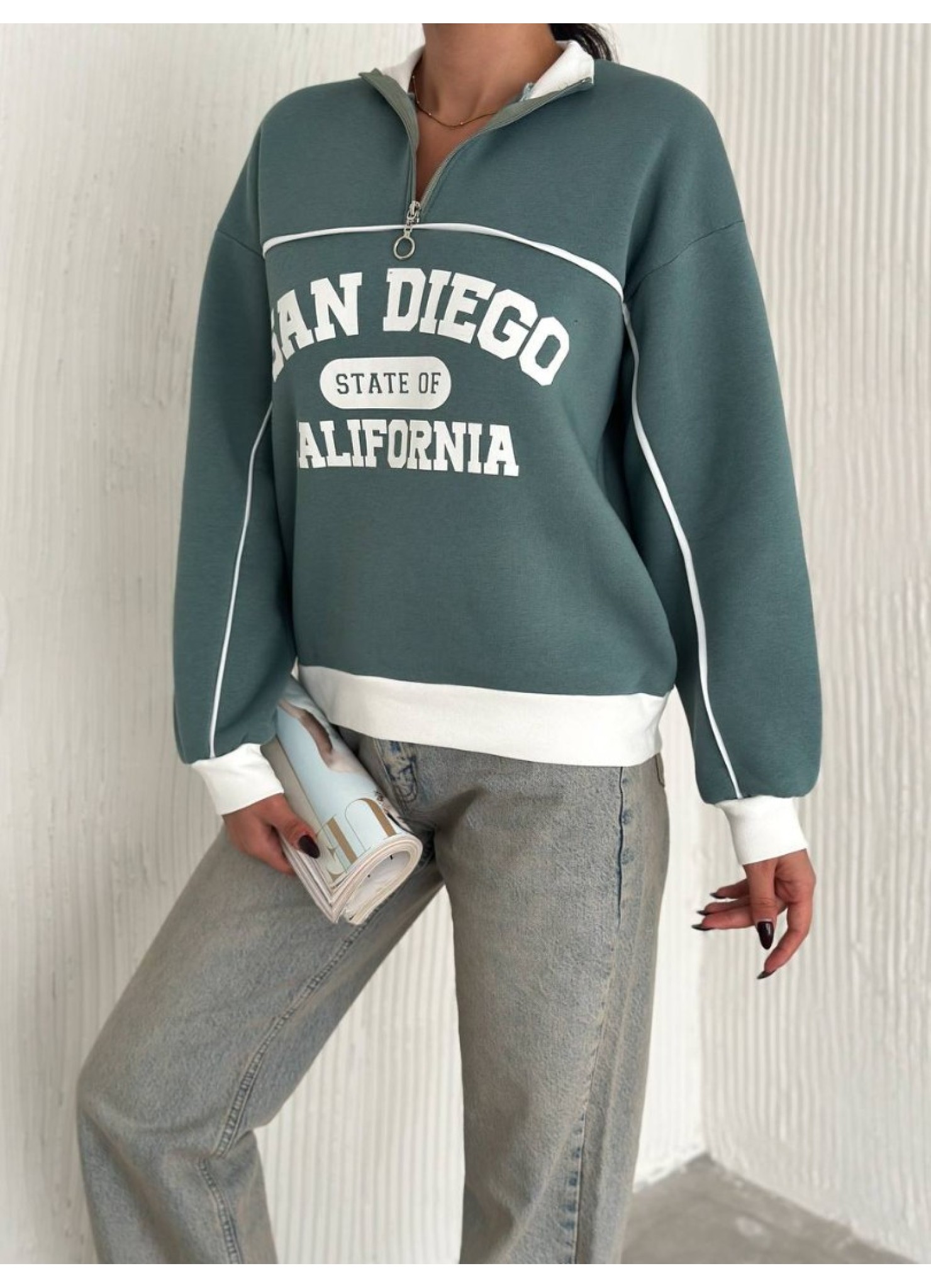 Üç iplik Önü Baskılı Ribanalı Sweat