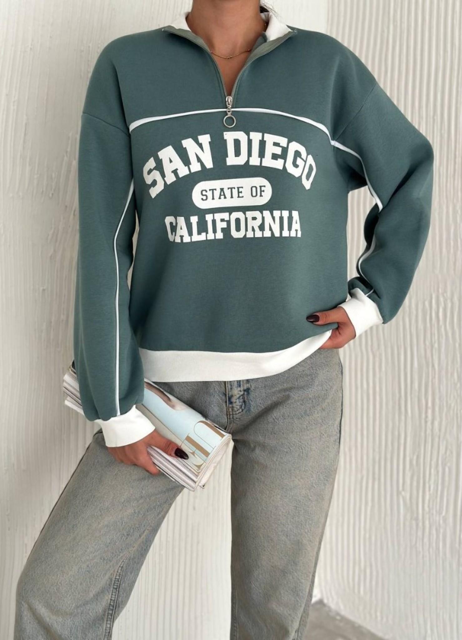 Üç iplik Önü Baskılı Ribanalı Sweat