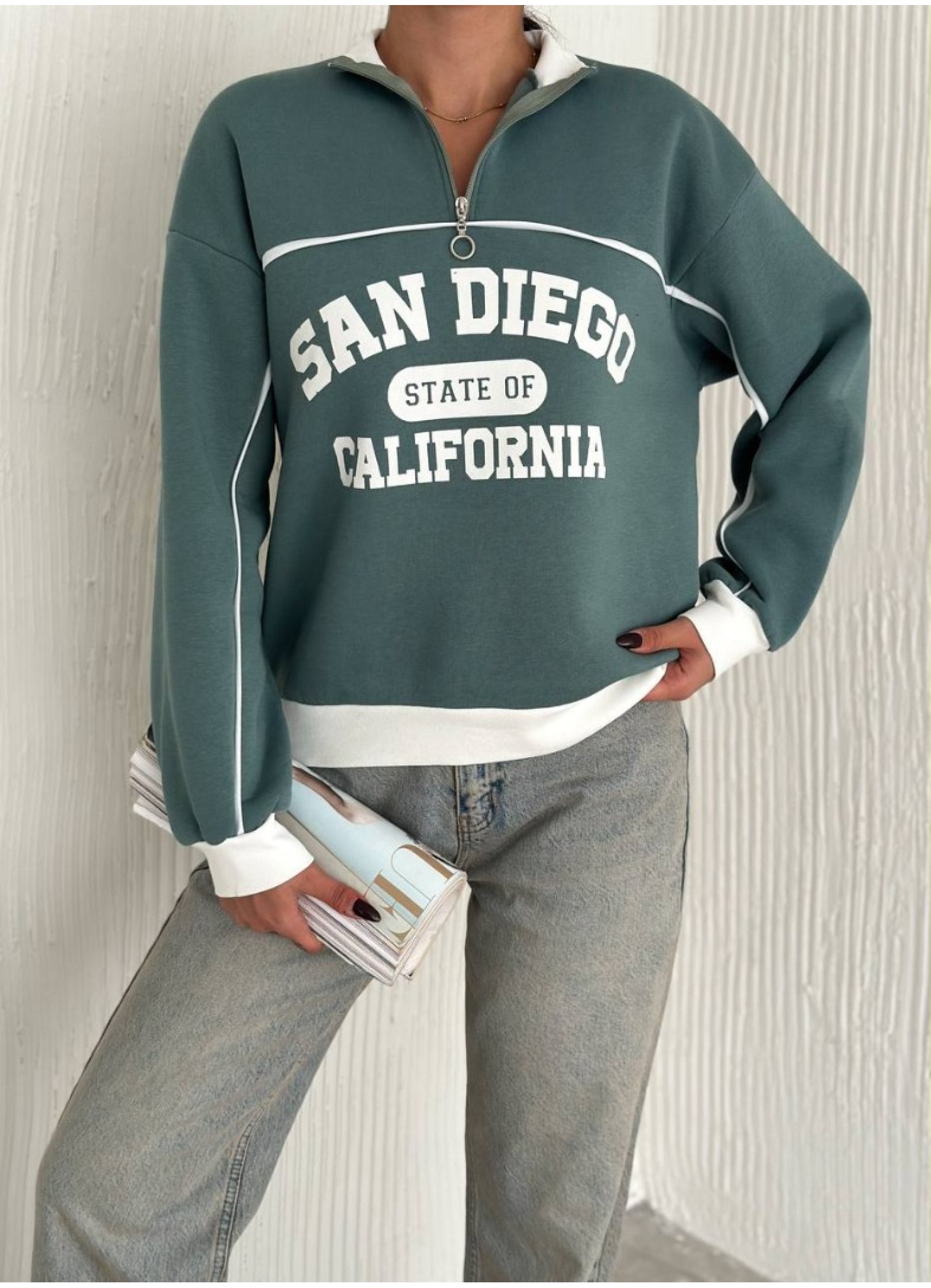 Üç iplik Önü Baskılı Ribanalı Sweat