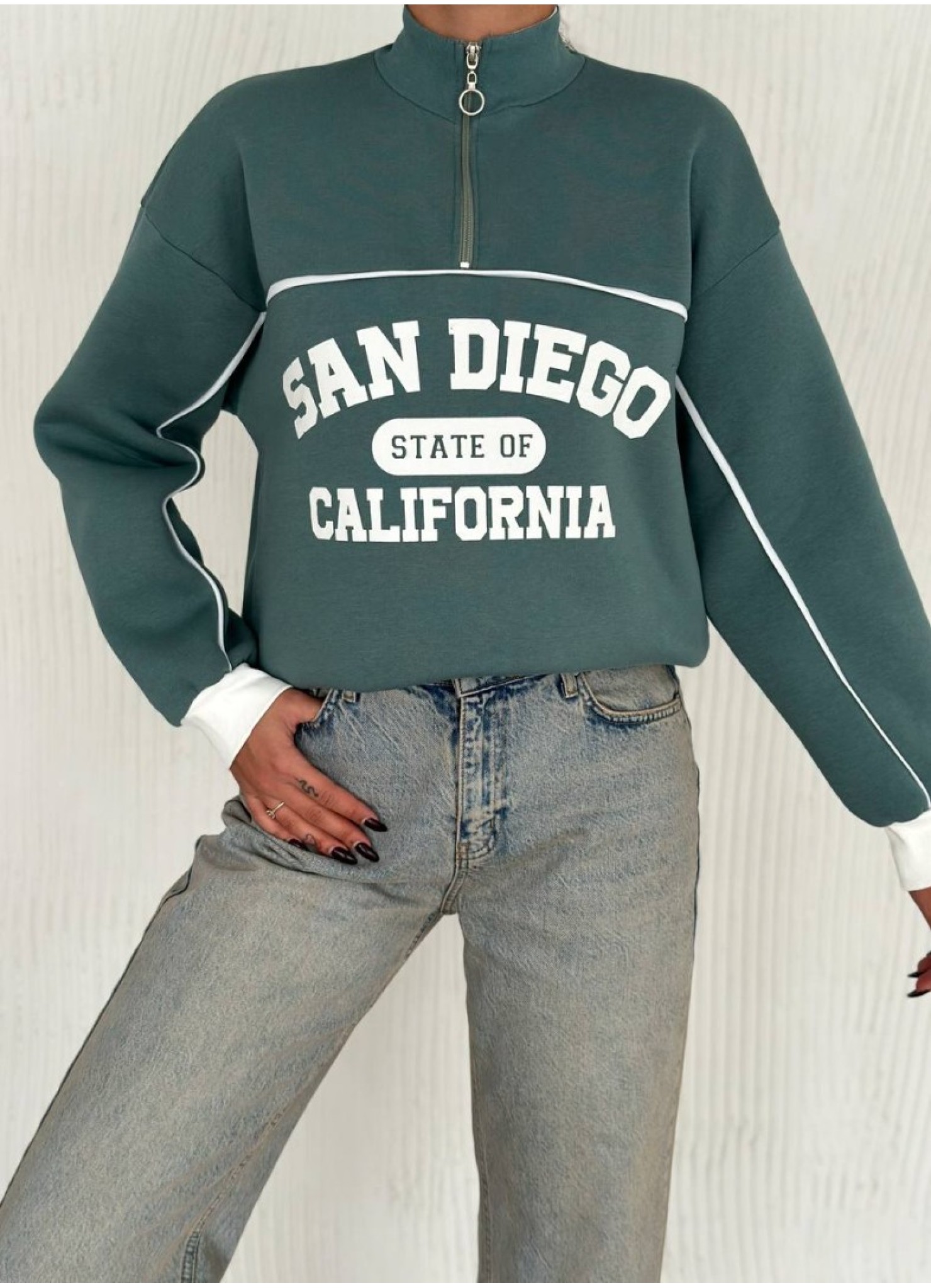 Üç iplik Önü Baskılı Ribanalı Sweat