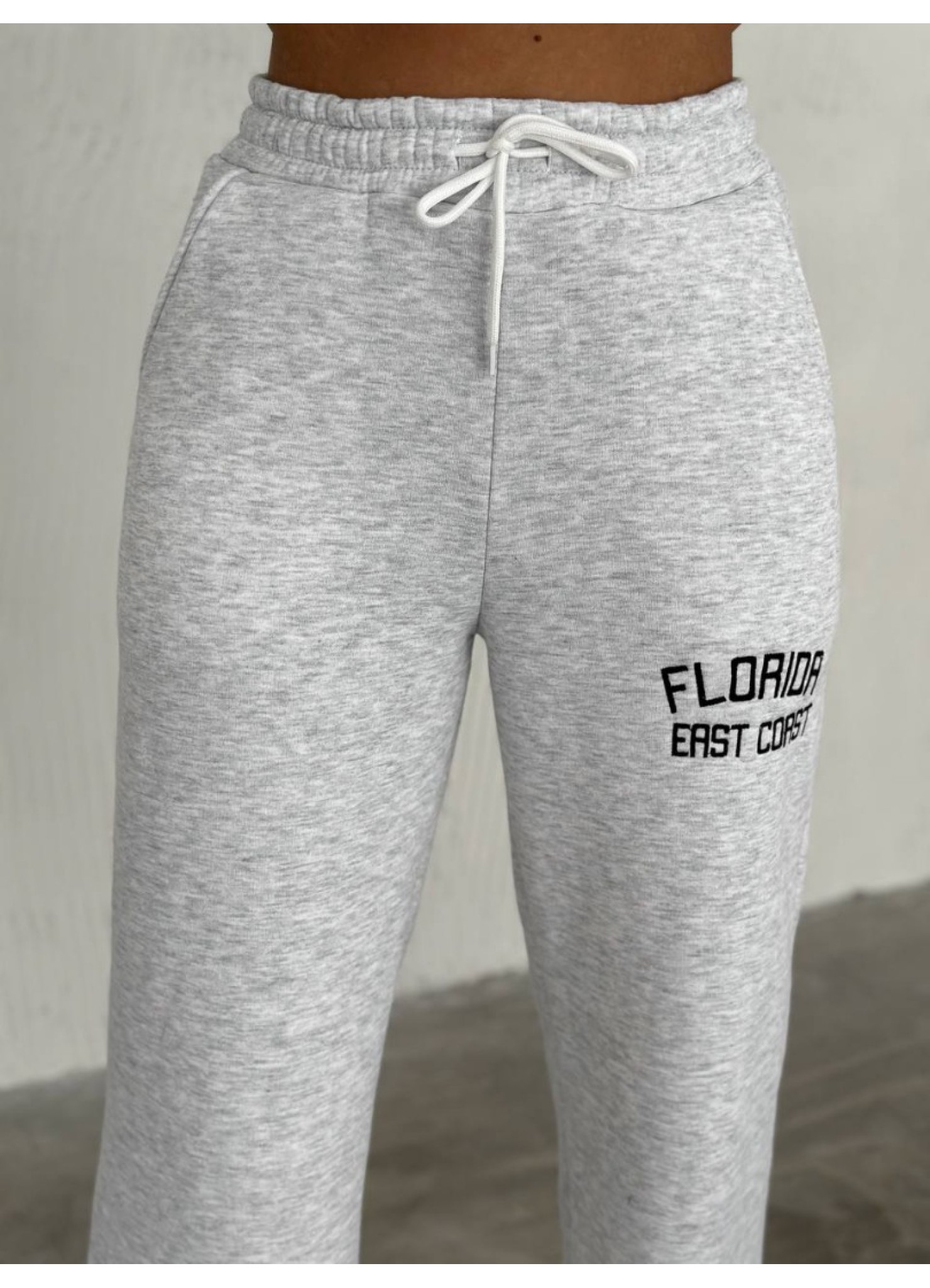 Üç İplik Florida Nakışlı Şardonlu Takım Gri